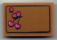 LEGO part Piastrella 2 x 3 con Motivo Tagliere e Ciliegie (Adesivo) - Set 41393 26603pb207