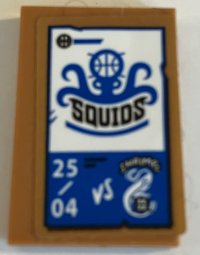 LEGO part Tile 2 x 3 with White and Blue Poster with Black 'SQUIDS' Pattern (Sticker) - Set 70425 26603pb402