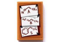 LEGO part Tile 2 x 3 with Bulletin Board / Pinboard with Chemical Formulas on White Pinned Paper Pattern (Sticker) - Set 70425 26603pb404