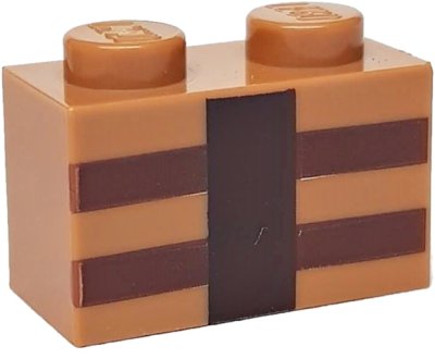 LEGO part Brique 1 x 2 avec motif Lignes Table de Crafting Minecraft Brun Rougeâtre et Brun Foncé (3004pb123)