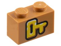 LEGO part Stein 1 x 2 mit Gelb Schlüssel mit Schwarzem Umriss Muster (Super Mario Schlüsselblock) 3004pb316