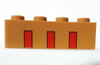 LEGO part Brique 1 x 4 avec motif de 3 rayures rouges partielles 3010pb290