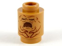 LEGO part Stein, rund 1 x 1 mit rötlich braunem Alraune Gesicht und offenem Mund Muster 3062pb065