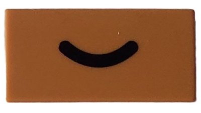 LEGO part Fliese 1 x 2 mit Schwarz Lächeln / Stirnrunzeln Gekrümmte Linie Muster (3069pb1145)