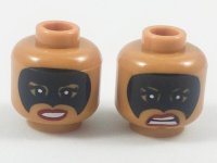 LEGO part Minifigure, Head Dual Sided Female, Black Eye Mask, Red Lips, Smile / Scowl Pattern 3626pb1984