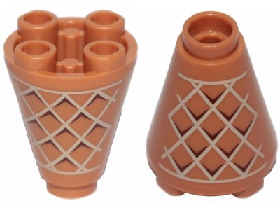 LEGO part Cone 2 x 2 x 2 Inverted with Waffle Pattern (49309pb001)