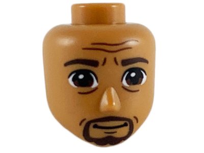 LEGO part Mini Doll, Head Friends Male Large with Reddish Brown Eyes, Dark Brown Eyebrows and Goatee Pattern (61064)