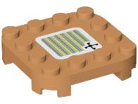 LEGO part Plate, Modified 4 x 4 with Rounded Corners and 4 Feet with Super Mario Scanner Code Rotating Platforms Pattern (Sticker) - Set 71390 66792pb007