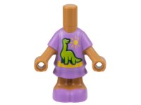 LEGO part Micro Doll, Body with Molded Lavender Short Layered Dress and Shoes and Printed Lime Dinosaur, Yellow Sun and Ground Pattern 69969pb14
