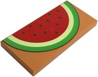 LEGO part Tile 2 x 4 with Bright Green, Yellowish Green and Red Watermelon Slice with Dark Green Seeds Pattern 87079pb1540