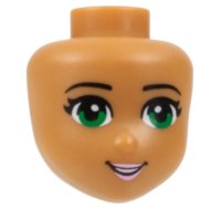 LEGO part Mini Doll, Head Friends with Green Eyes, Pale Pink Lips and Open Mouth Pattern 93184