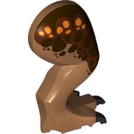 LEGO part Dinosaur Leg Large (Rear) Tyrannosaurus rex with Pin, Black Claws and Dark Brown and Orange Spots over Reddish Brown Pattern - Right 98062c01pb06