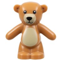 LEGO part Teddy Bear with Black Eyes, Nose, and Mouth, Tan Stomach and Muzzle Pattern 98382pb001
