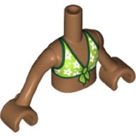 LEGO part Torso Mini Doll Girl Lime Bikini Top with White Flowers and Dark Green Trim Pattern, Medium Nougat Arms with Hands FTGpb129c01