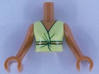 LEGO onderdeel Torso Mini Doll Woman Yellowish Green Dress Top with Gold Belt Pattern, Medium Nougat Arms with Hands FTWpb298c01