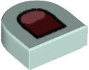 LEGO part Tile, Round 1 x 1 Half Circle Extended with Dark Red Open Mouth and Coral Tongue Pattern 24246pb014
