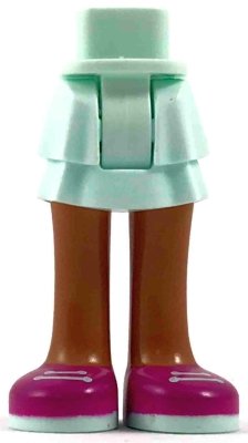 LEGO part Mini Doll Hips and Skirt Layered, Medium Nougat Legs and Magenta Shoes with 2 White Laces Pattern - Thick Hinge (92250c00pb16)