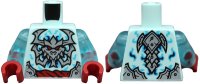 LEGO part Torso Silver Armor Plates, Dragon Skull with Horns and Red Eyes, Rope Belt, Medium Azure and Dark Blue Swirls Pattern / Trans-Light Blue Arms / Red Hands 973pb6151c01