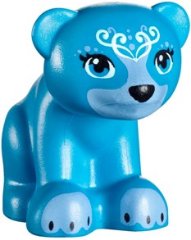 LEGO part Bear, Friends / Elves, Baby Cub, Sitting with Black Nose, White Face Decorations and Medium Blue Paws and Muzzle Pattern (Blubeary) 14732pb04