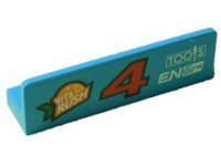 LEGO part Panel 1 x 4 x 1 mit roter Nummer 4, 'ViTA RUSH', TOOLS und 'ENgyne' Logo Muster Modell rechte Seite (Aufkleber) - Set 60218 30413pb070R