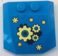 LEGO part Wedge 4 x 4 x 2/3 Triple Curved with Yellow and Dark Blue Gears Pattern (Sticker) - Set 41333 45677pb120