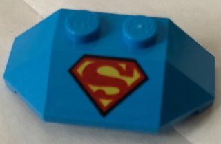 LEGO part Wedge 2 x 4 Triple with Superman 'S' Logo Reverse Pattern (47759pb12)