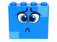 LEGO part Brick 1 x 4 x 3 with Dark Azure Eyes, Worried Eyebrows, Sad Pout and Medium Azure Squares on Two Corners Pattern (Queen Watevra Wa'Nabi Face) 49311pb004