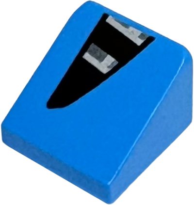 LEGO part Slope 30 1 x 1 x 2/3 with Black, Dark Silver and Silver Angled Air Vent Pattern Model Left Side (54200pb136L)