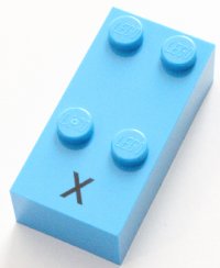 LEGO onderdeel Brick, Braille 2 x 4 with 4 Studs with Black Capital Letter X Pattern (dots-1346 ⠭) 60240pb01