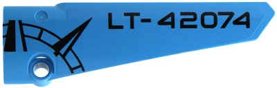 LEGO part Technic, Panel Fairing # 6 Long Smooth, Side B with Black 'LT-42074' and Compass Point on Dark Azure Background Pattern (Sticker) - Set 42074 (64393pb039)