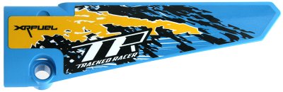 LEGO part Technic, Panel Fairing # 6 Long Smooth, Side B with 'XRFUEL', 'TR TRACKED RACER' and Black, Yellow and White Splotches Pattern (Sticker) - Set 42095 (64393pb042)