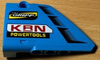 LEGO part Technic, Panel Fairing #13 Large Short Smooth, Side A with 'KRN POWERTOOLS' Red and Yellow and Vents Pattern (Sticker) - Set 42077 64394pb025