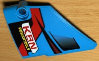 LEGO part Technic, Panel Fairing #13 Large Short Smooth, Side A with 'KRN POWERTOOLS' Red, Vent and Red, Black and Dark Red Lines Pattern (Sticker) - Set 42077 64394pb026