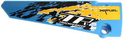 LEGO part Technic, Panel Fairing # 5 Long Smooth, Side A with 'XRFUEL', 'TR TRACKED RACER' and Black, Yellow and White Splotches Pattern (Sticker) - Set 42095 (64681pb042)