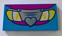 LEGO part Tile 2 x 4 with Car Front Grille with Heart and Lights Pattern 87079pb0598