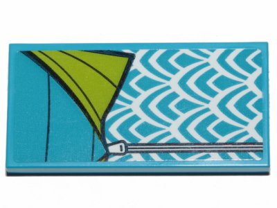 LEGO part Tile 2 x 4 with Dark Azure and Lime Sleeping Bag Pattern (Sticker) - Set 41424 (87079pb0764)