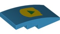 LEGO part Slope, Curved 4 x 2 with Triangle on Yellow Background Pattern (BOOST Play Button) 93606pb069