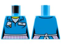 LEGO part Torso Female Shirt with Ice Cream Cone, 'JO' Name Tag and Pink Apron with White Stripes Pattern 973pb1625