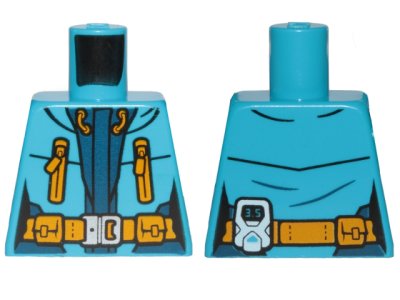 LEGO part Torso Female Jacket with Bright Light Orange Belt and Zipper Pockets Pattern (973pb3153)