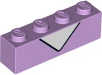 LEGO part Brick 1 x 4 with White Triangle and Black Line Pattern (BrickHeadz Daisy Duck Chest) 3010pb317