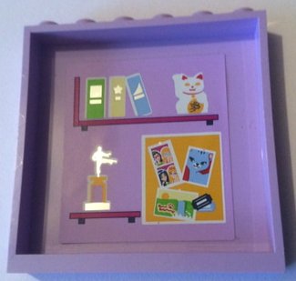 LEGO part Panel 1 x 6 x 5 with Books on Bookshelf, Trophy, Cat and Poster Pattern on Inside (Sticker) - Set 41095 (59349pb169)