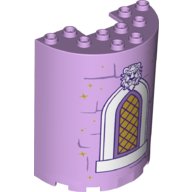 LEGO part Cylinder Half 3 x 6 x 6 with 1 x 2 Cutout with White Window, Gold Lattice, Beast Face and Bricks with Stars Pattern 87926pb022