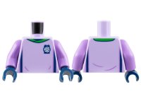LEGO part Torso Soccer Uniform, Bright Green Collar, White Ball on Dark Blue Brick Logo, Dark Blue Side Stripes Pattern / Medium Lavender Arms / Dark Blue Hands 973pb4964c01