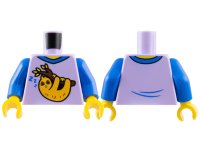 LEGO part Torso Shirt with Blue Collar, 'ZZZ', and Bright Light Orange Sloth Sleeping from Reddish Brown Tree Branch with Leaves, Yellow Neck Pattern / Blue Arms / Yellow Hands 973pb5357c01