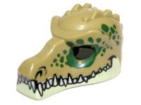 LEGO part Minifigura, Protección Cabeza Máscara Cocodrilo con Dientes y Patrón de Manchas Verde Oscuro 12551pb01