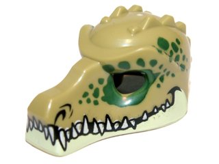 LEGO part Minifigure, Couvre-tête Masque Crocodile avec Dents et Motif de Taches Vert Foncé (12551pb01)