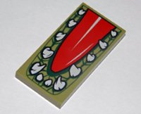 LEGO part Tile 2 x 4 with Red Tongue and Crocodile Teeth Pattern 87079pb0158