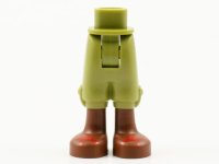 LEGO part Mini Doll Hips and Trousers Cropped with Reddish Brown Boots, Red Trim Pattern - Thick Hinge 92251c00pb19