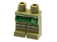 LEGO part Hips and Legs with Tan Sash and Knee Wrappings, Green Robe End Pattern 970c00pb1308