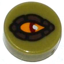 LEGO part Tile, Round 1 x 1 with Eye Crocodile Pattern (98138pb016)